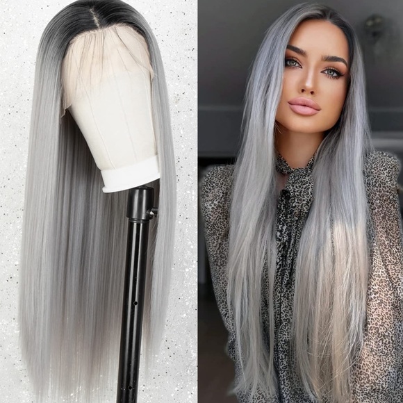 💫 22” SILVER GREY OMBRÉ STRAIGHT LACE FRONT WIG💫 *NWT